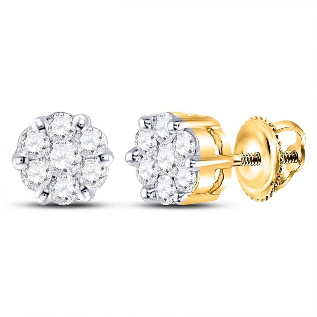 Cluster Diamond Earrings .25cttw 14K Yellow Gold HipHopBling