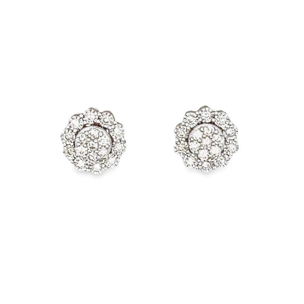 Cluster Halo Miracle Diamond Earrings .50cttw 14K Yellow Gold HipHopBling