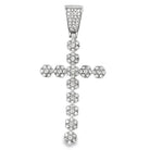 Cluster Tennis Cross Pendant .925 Sterling Silver White Gold HipHopBling
