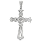 Cluster Wavy Cross CZ Pendant .925 Sterling Silver HipHopBling