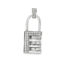 Combination Pad Lock CZ Pendant .925 Sterling Silver HipHopBling