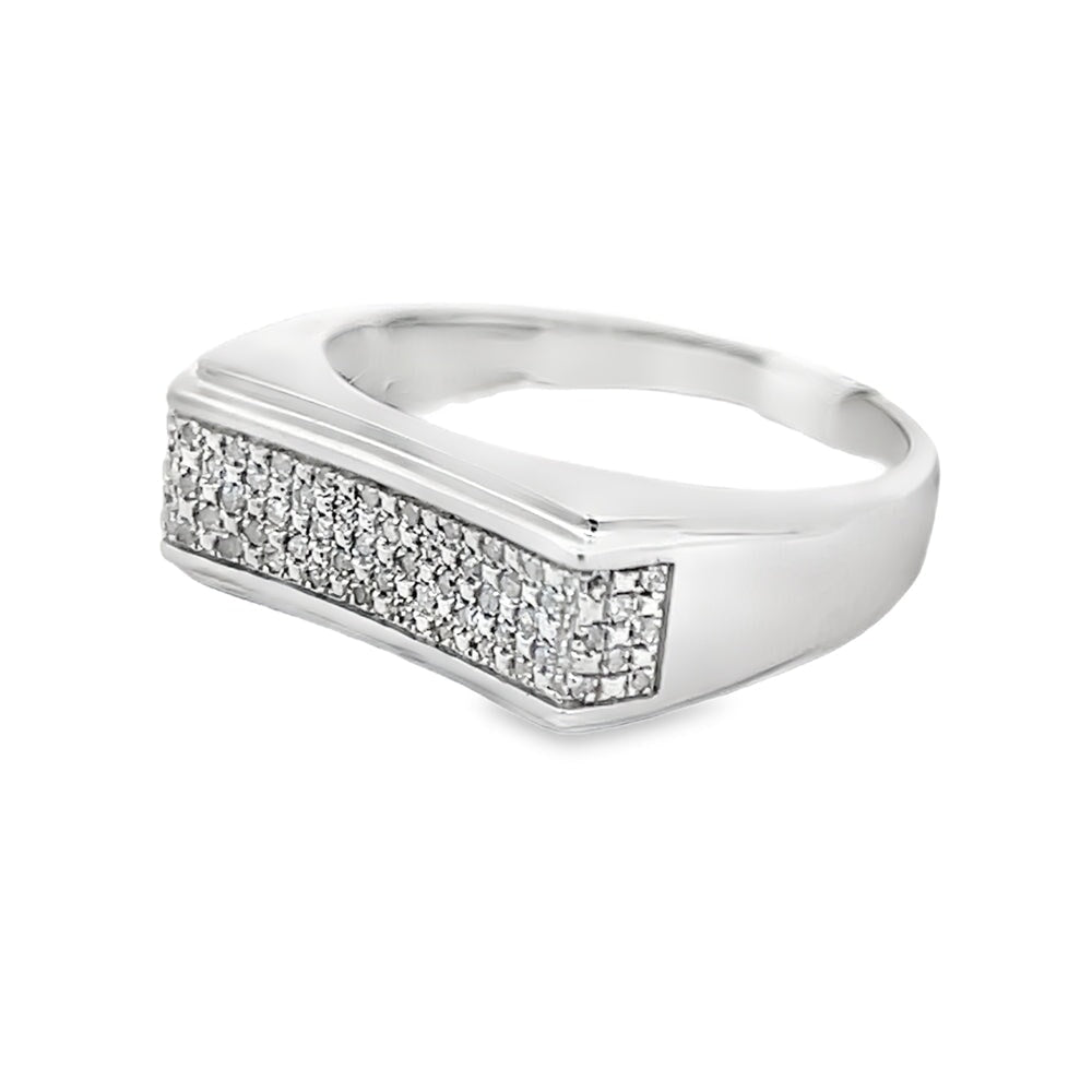 Concave Bar .16cttw Diamond Ring .925 Sterling Silver HipHopBling