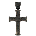 Cone Black Cross CZ Pendant .925 Sterling Silver HipHopBling