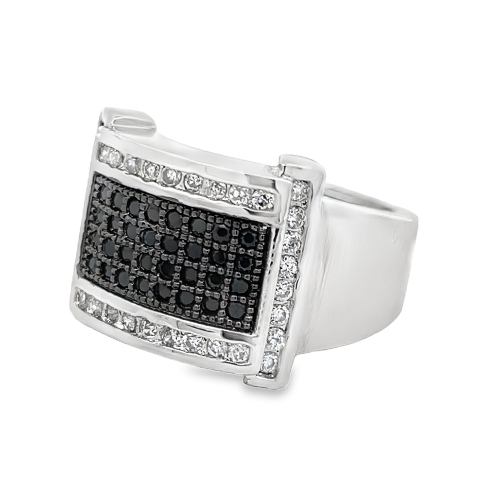 Contemporary Black CZ Ring .925 Sterling Silver 8 HipHopBling