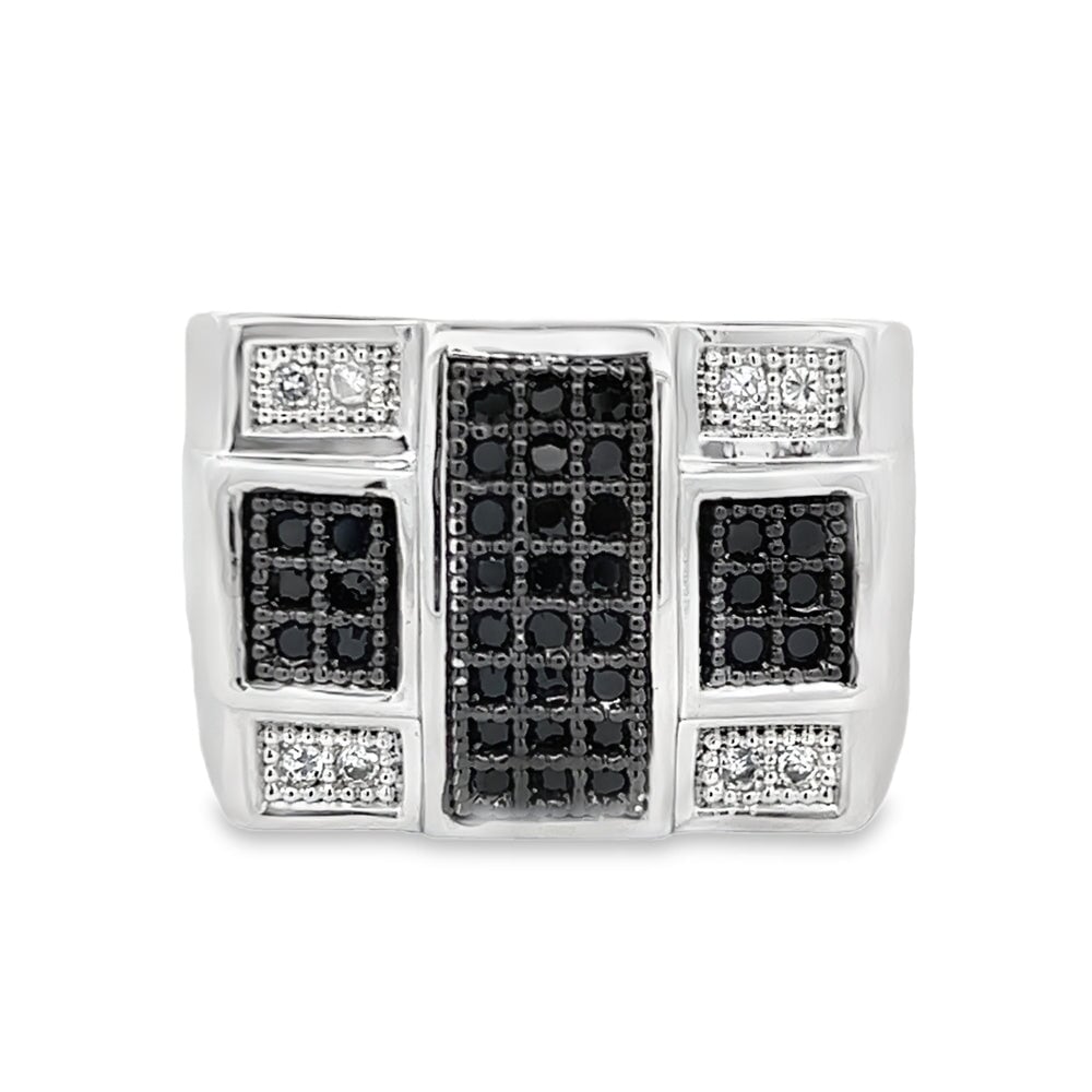 Criss Cross Black & White CZ Ring .925 Sterling Silver 8 HipHopBling