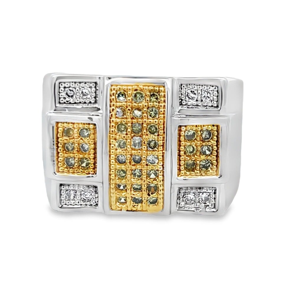 Criss Cross Yellow & White CZ Ring .925 Sterling Silver 8 HipHopBling