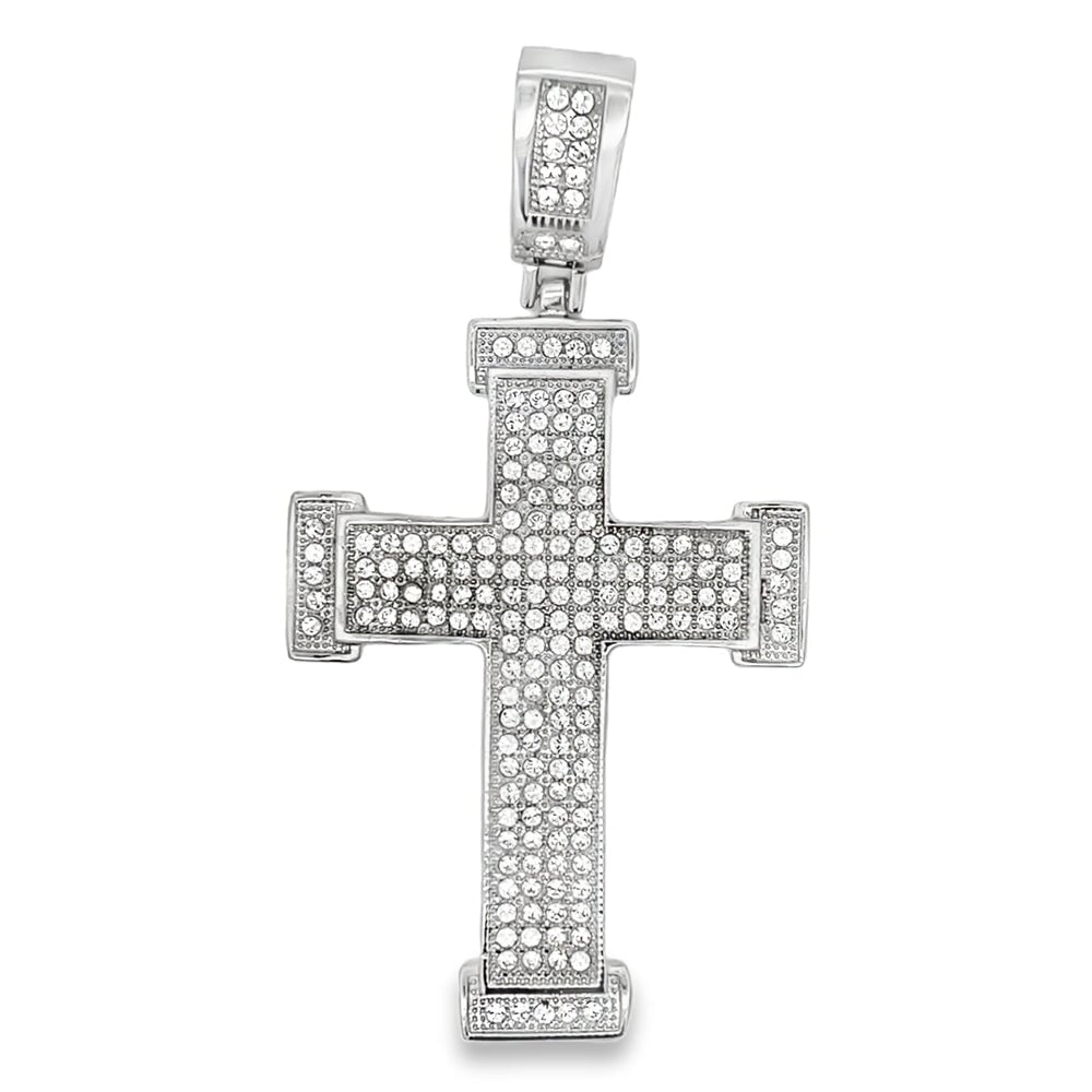 Cross CZ Iced Out Pendant Stainless Steel HipHopBling