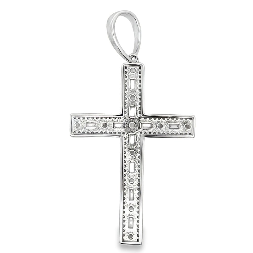 Cross Emerald Cut 2.86cttw VVS Moissanite Pendant .925 Sterling Silver HipHopBling