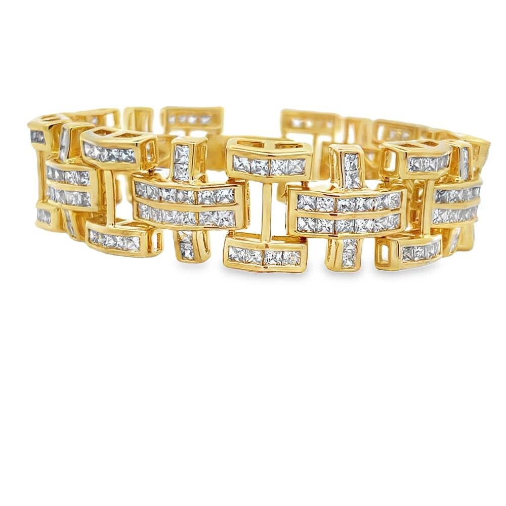 Cross Princess Cut CZ Hip Hop Bracelet HipHopBling