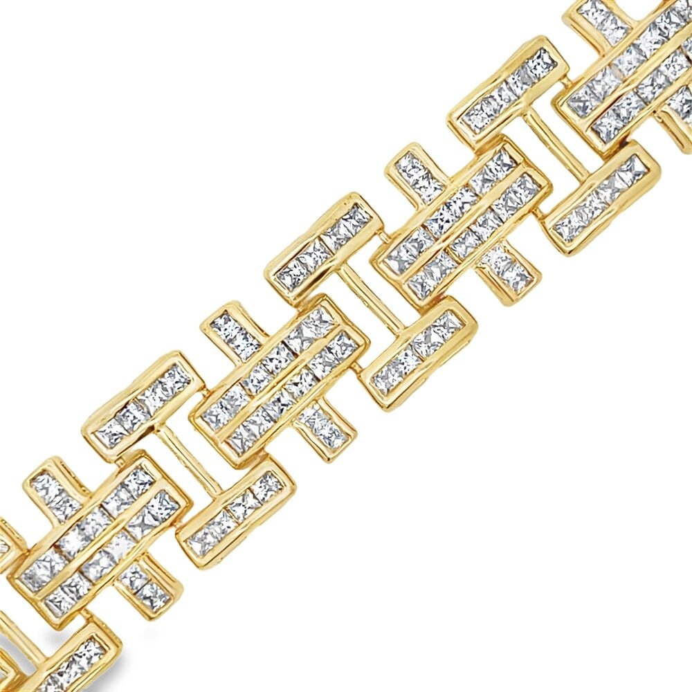 Cross Princess Cut CZ Hip Hop Bracelet HipHopBling