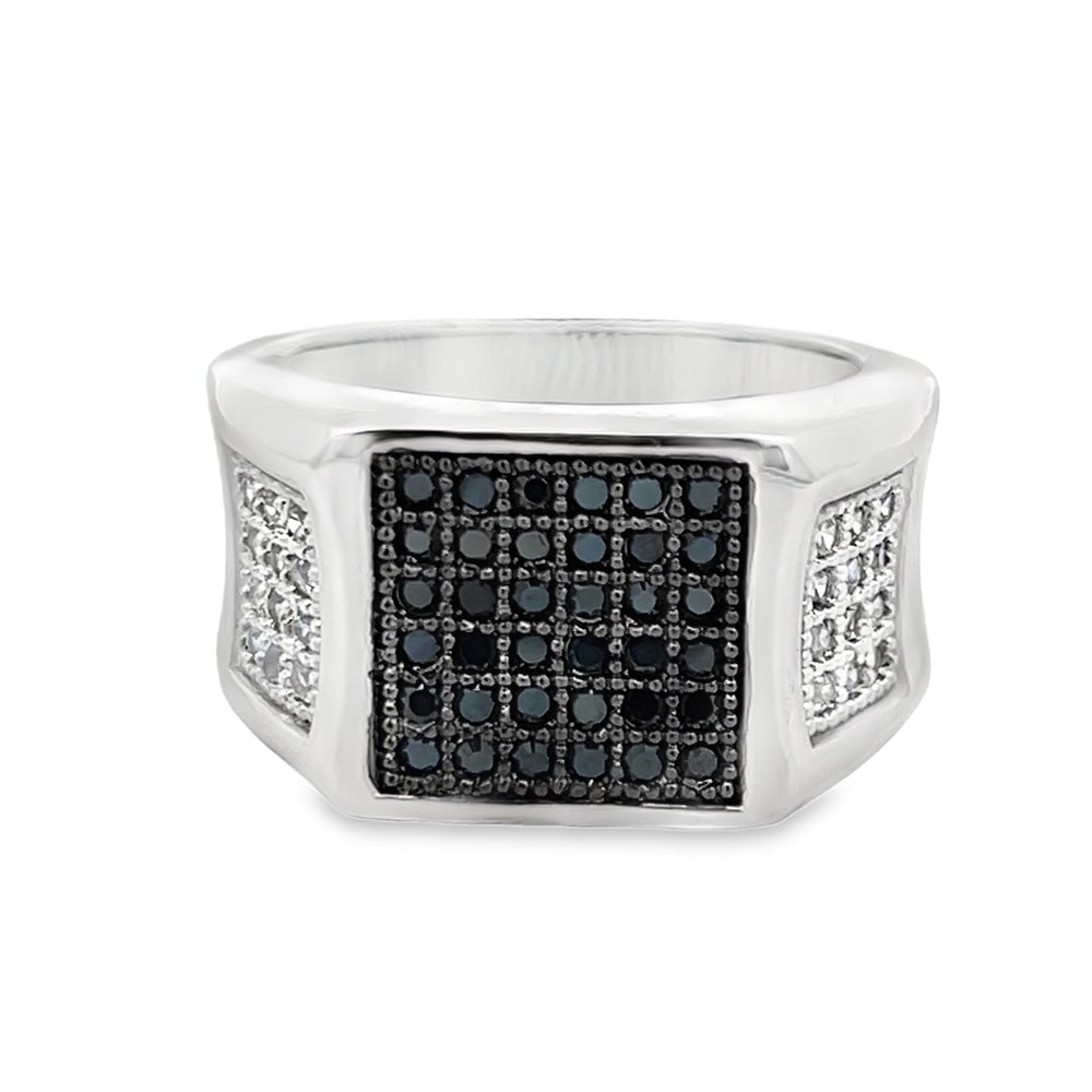Cube Ice Black CZ Ring .925 Sterling Silver 8 HipHopBling