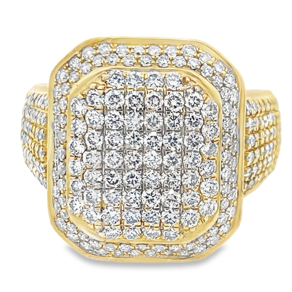 Cushion Cocktail Diamond Ring 2.85cttw 10K Yellow Gold HipHopBling