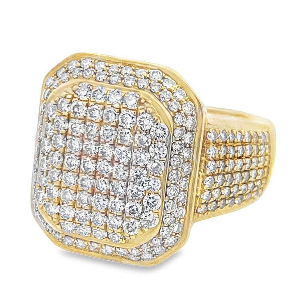 Cushion Cocktail Diamond Ring 2.85cttw 10K Yellow Gold HipHopBling