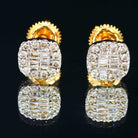 Cushion Halo Baguette Diamond Earrings Solid 14K Gold 14K Yellow Gold 7.5MM | .46cttw HipHopBling