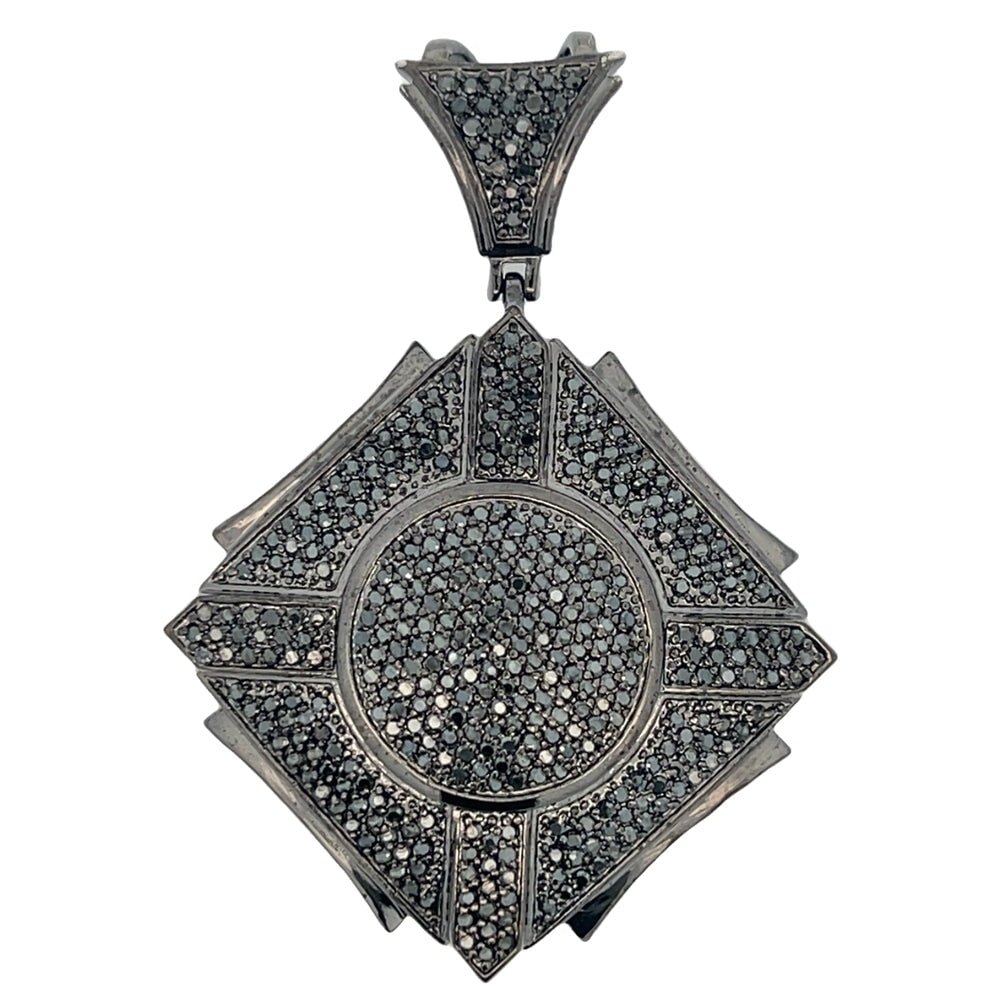 Custom Box Black CZ Iced Out Pendant HipHopBling