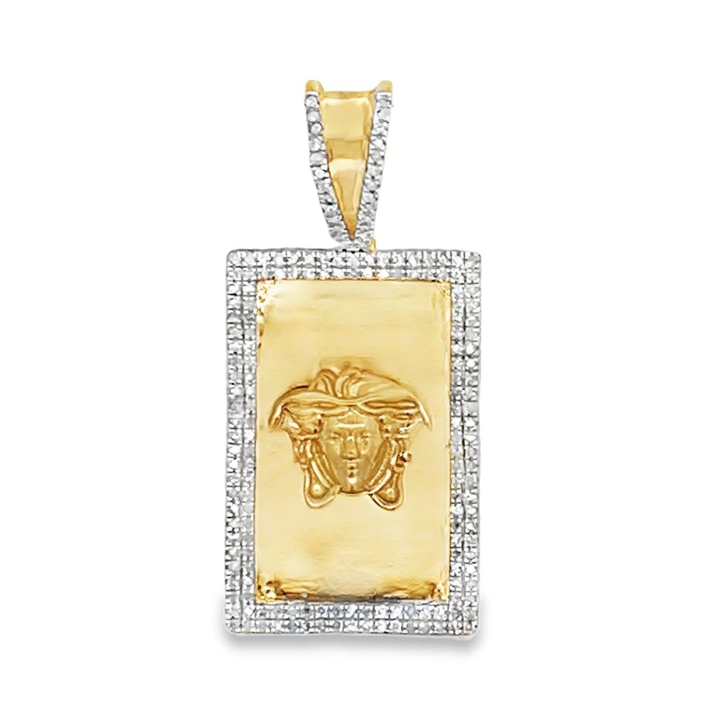 Custom Medusa Rectangle .36cttw Diamond Pendant .925 Sterling Silver HipHopBling