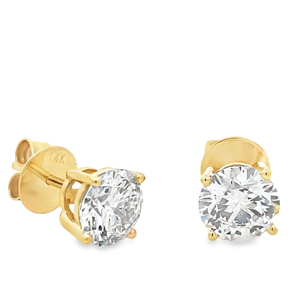 CVD Lab Grown Diamond Stud Earrings in Solid 14K Gold 14K White Gold 4MM (.50 - 60 Carats) HipHopBling