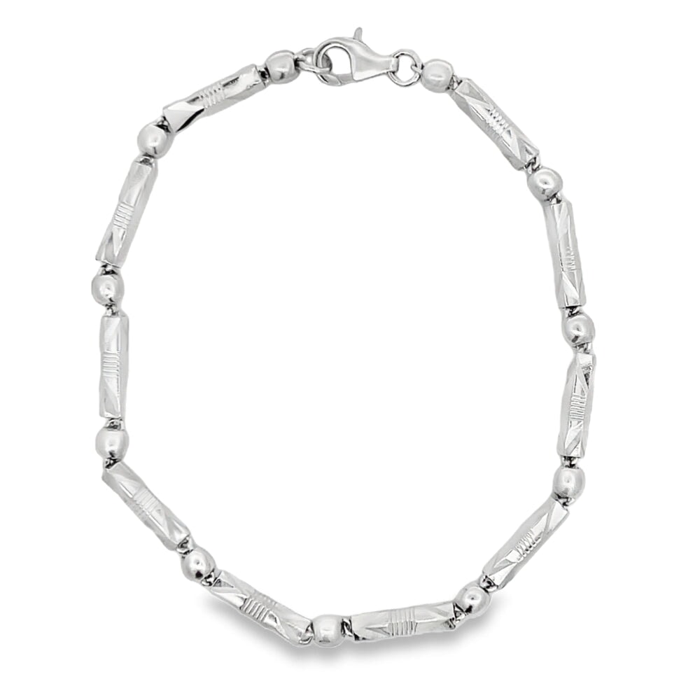 Cylinder Ball Link Bracelet .925 Sterling Silver HipHopBling