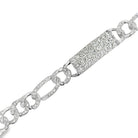 CZ Iced Out Figaro ID Bracelet .925 Sterling Silver 8" HipHopBling