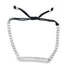 CZ ID Bar Bead Rope Bracelet .925 Sterling Silver Silver HipHopBling