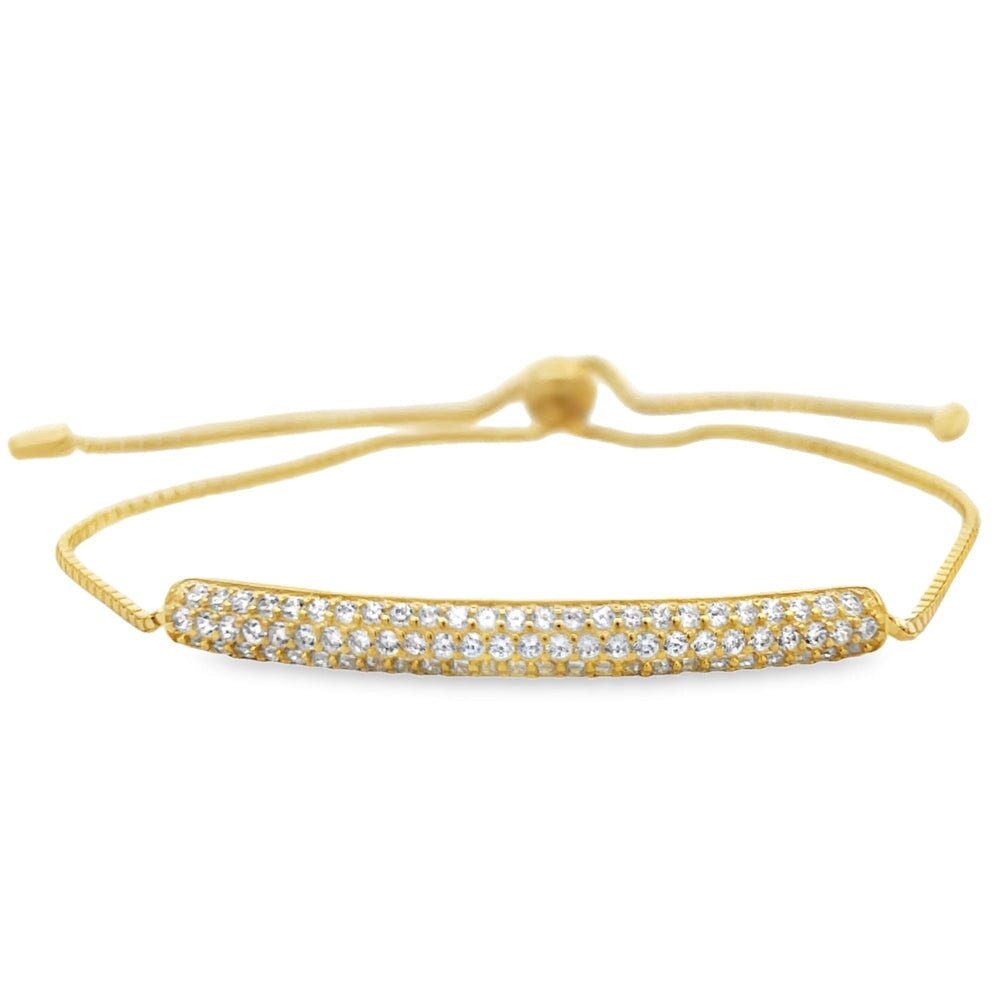 CZ ID Bolo Bracelet .925 Sterling Silver Gold HipHopBling
