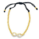 CZ Infinity Bead Rope Bracelet .925 Sterling Silver Gold HipHopBling