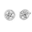 CZ Spinning Wheel 5 Spoke Rim Earrings .925 Sterling Silver HipHopBling