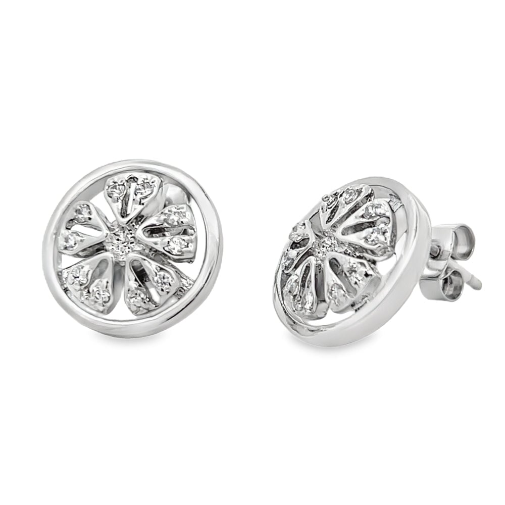 CZ Spinning Wheel Split 5 Spoke Rim Earrings .925 Sterling Silver HipHopBling