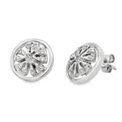 CZ Spinning Wheel Split 5 Spoke Rim Earrings .925 Sterling Silver HipHopBling