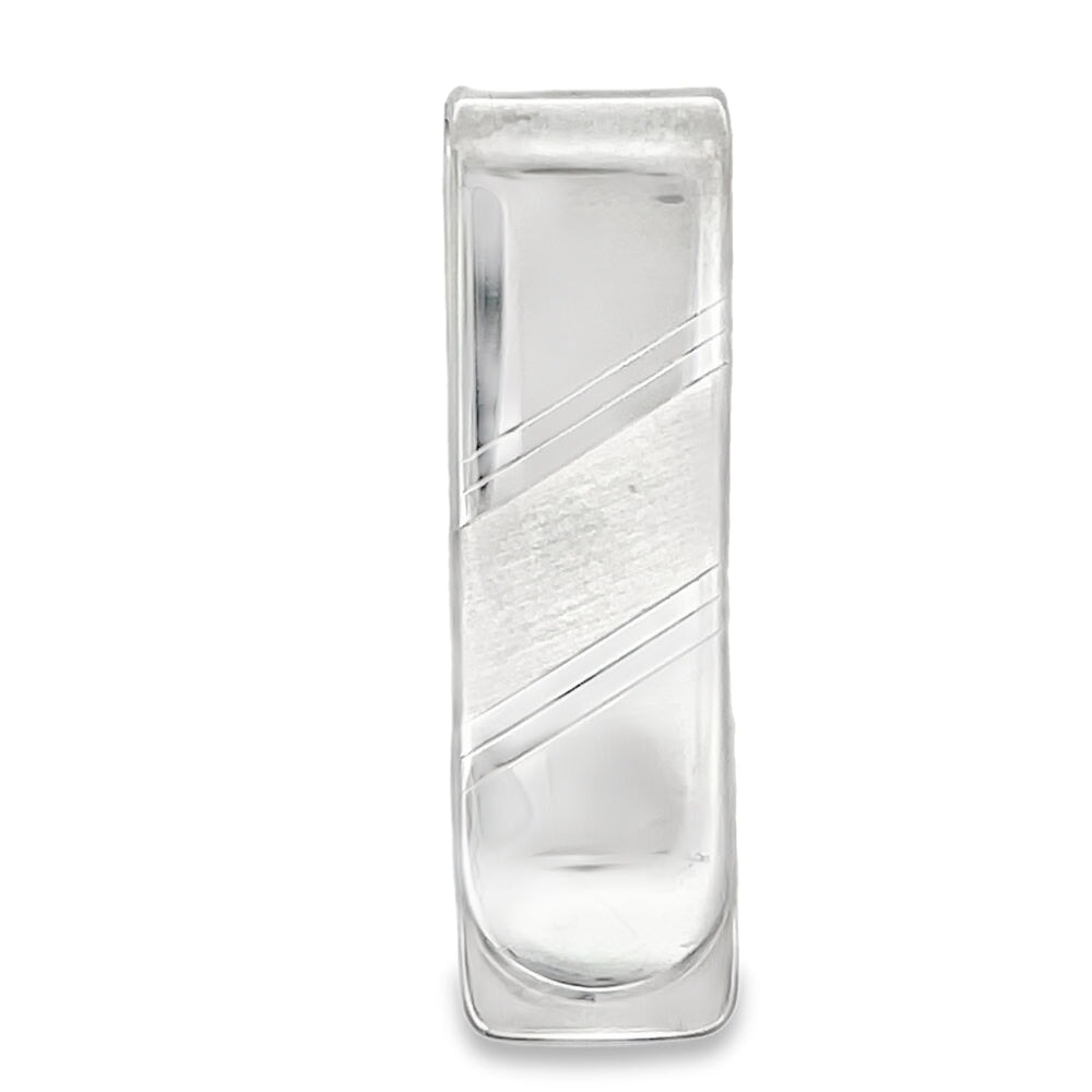 Diagonal Stripe Money Clip .925 Sterling Silver HipHopBling