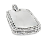 Dog Tag CZ Iced Out Pendant Stainless Steel Silver HipHopBling