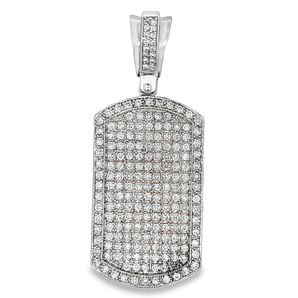 Dog Tag CZ Pendant .925 Sterling Silver HipHopBling
