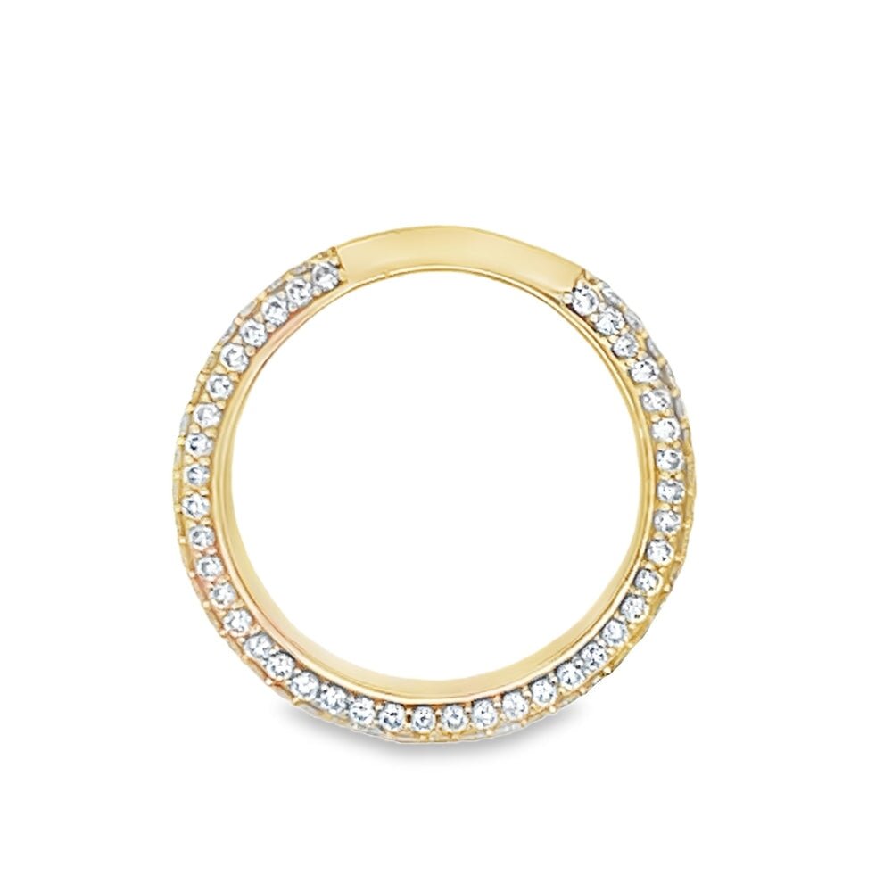Domed 5 Row Eternity Band VS Diamond Ring 2.77cttw 14K Yellow Gold HipHopBling