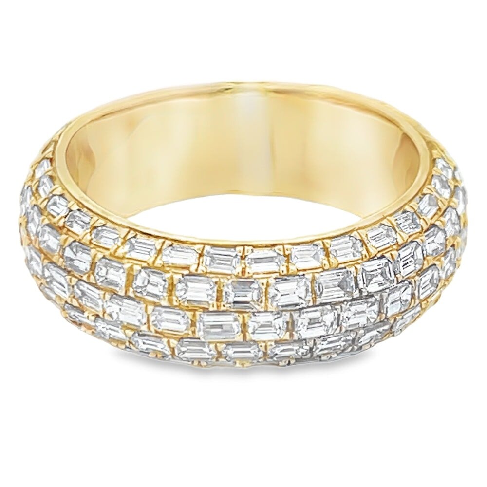 Domed Emerald Cut Eternity Band Diamond Ring 3.46cttw 14K Yellow Gold HipHopBling