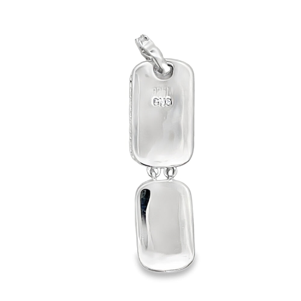 Double Dog Tag Baguette Iced Moissanite Pendant .925 Sterling Silver HipHopBling