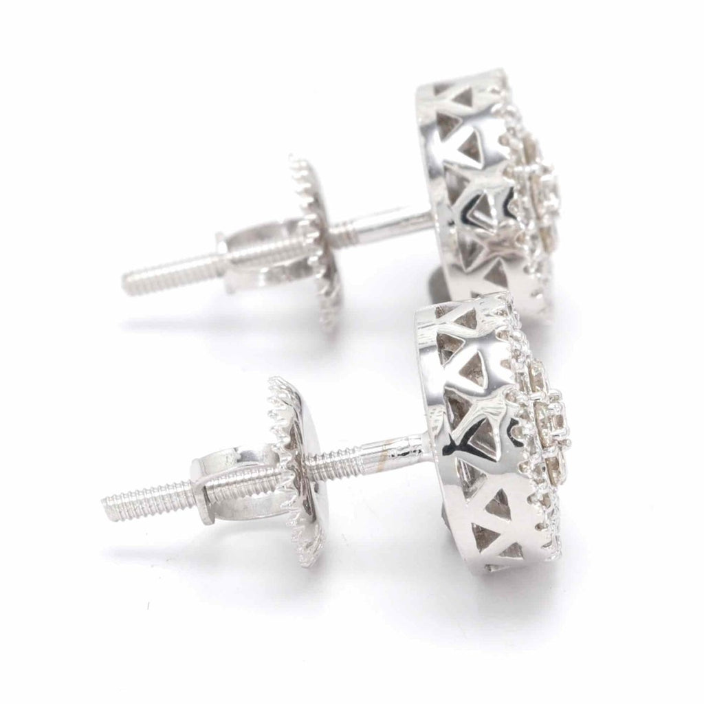 Double Halo Flower Diamond Earrings Solid 14K Gold 14K Rose Gold 8MM | .51cttw HipHopBling