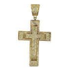 Double Row Cross CZ Iced Out Pendant Gold HipHopBling