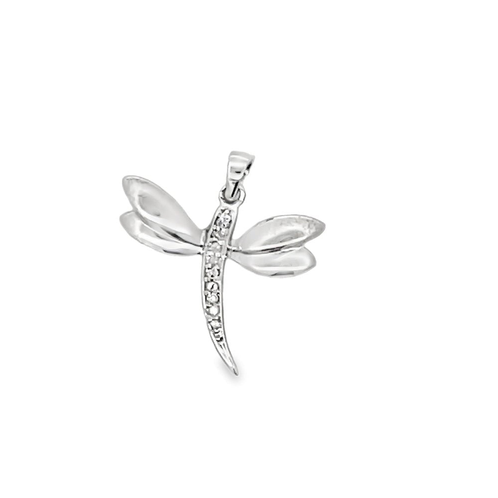 Dragonfly Diamond Pendant 10K White Gold HipHopBling