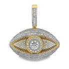 Evil Eye Baguette CZ Hip Hop Iced Out Pendant Yellow Gold HipHopBling