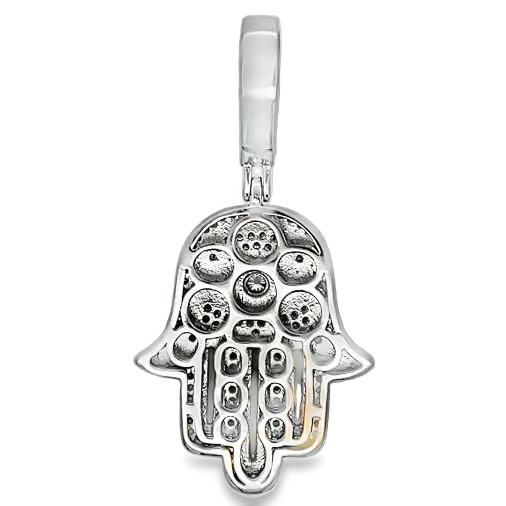 Eye Hamsa Iced Out Moissanite Pendant .925 Sterling Silver HipHopBling