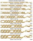 Figaro Concave Frosted Gold Plated Chain Necklace 4MM 8" Bracelet HipHopBling