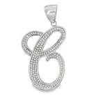 Flat Cursive Initial Letter White CZ Iced Out Pendant C HipHopBling
