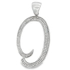 Flat Cursive Initial Letter White CZ Iced Out Pendant O HipHopBling