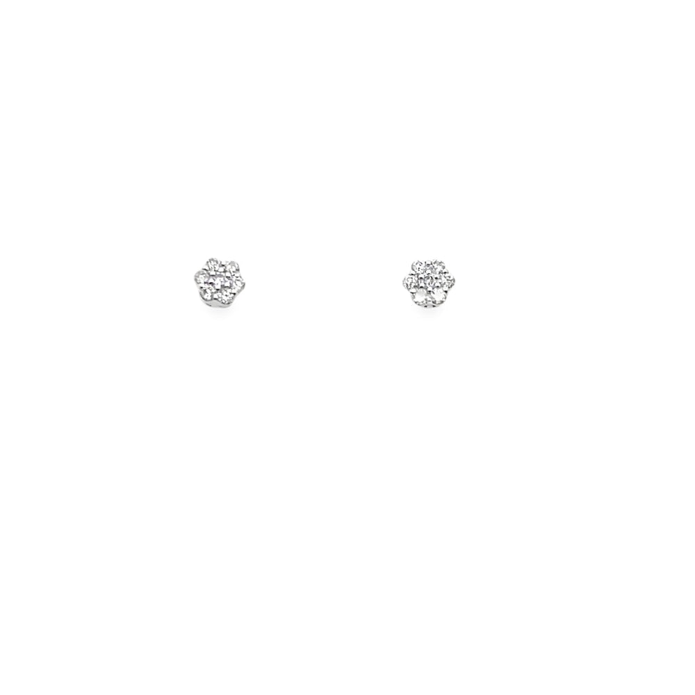 Flower Cluster Diamond Earrings .10cttw 10K White Gold HipHopBling
