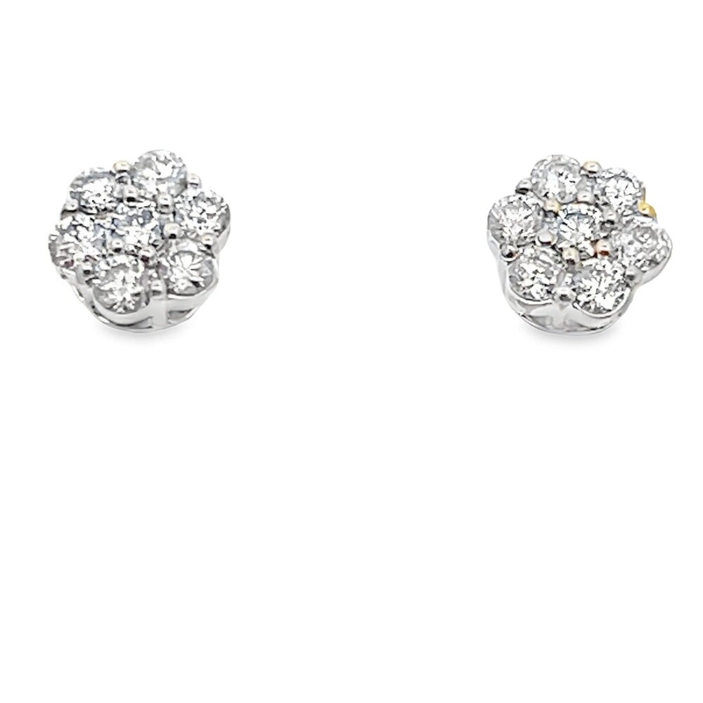 Flower Cluster Diamond Earrings .50cttw 10K Gold 10K White Gold HipHopBling