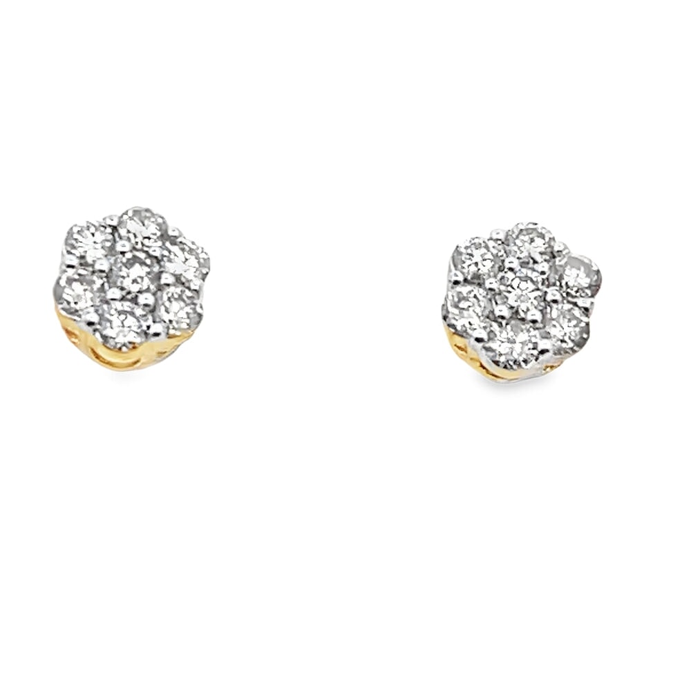 Flower Cluster Diamond Earrings .50cttw 10K Gold 10K Yellow Gold HipHopBling