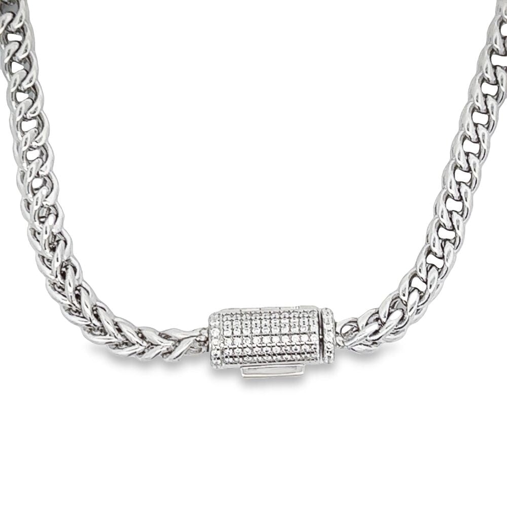 Franco VVS Moissanite Chain Steel / .925 Silver White Gold 4MM 16" HipHopBling