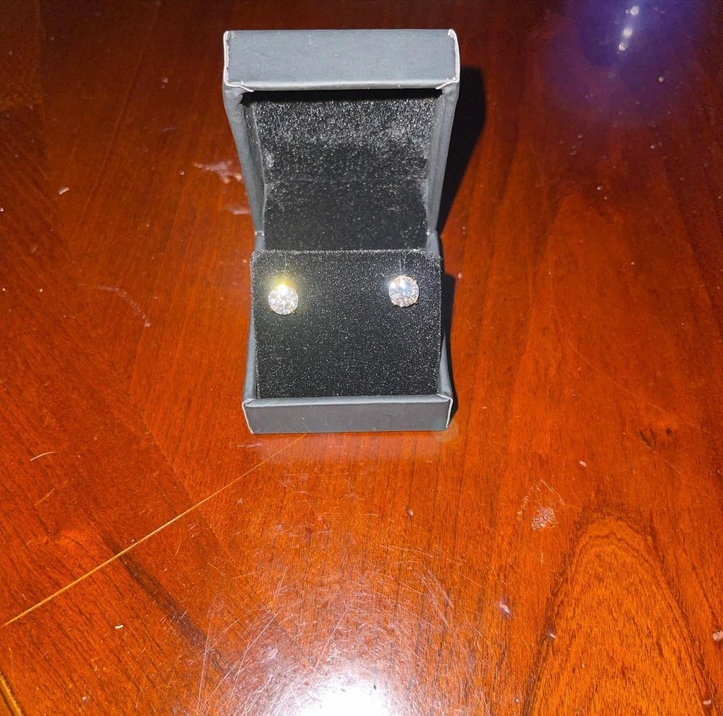 FREE Moissanite VVS D Ideal Cut Stud Earrings in .925 Sterling Silver Yellow Gold Random from 3MM (.20 Carats) to 10MM (8.00 Carats) HipHopBling