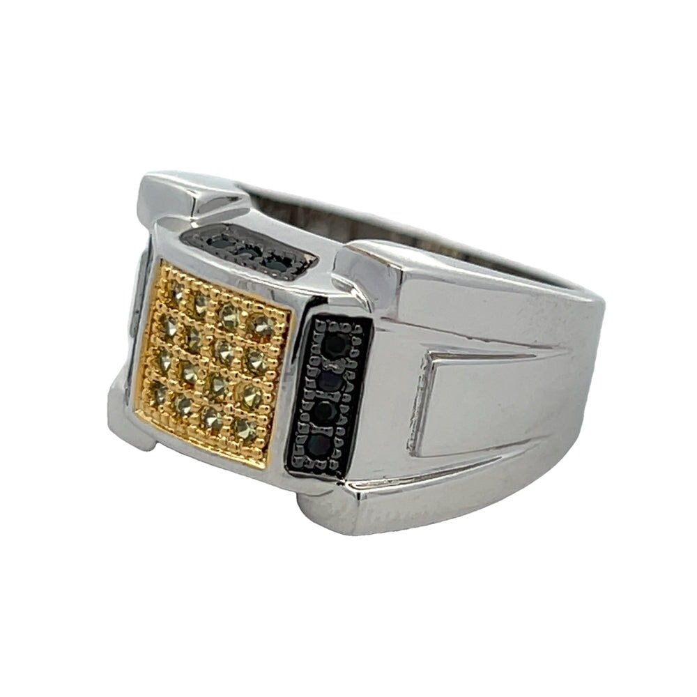 Fresh Black & Yellow CZ Ring .925 Sterling Silver 8 HipHopBling