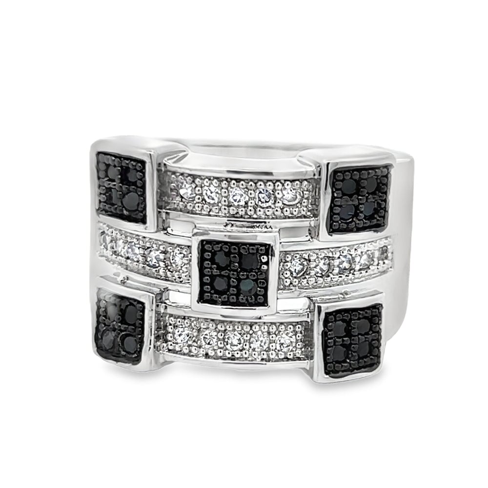 Futuristic Black & White CZ Ring .925 Sterling Silver 8 HipHopBling